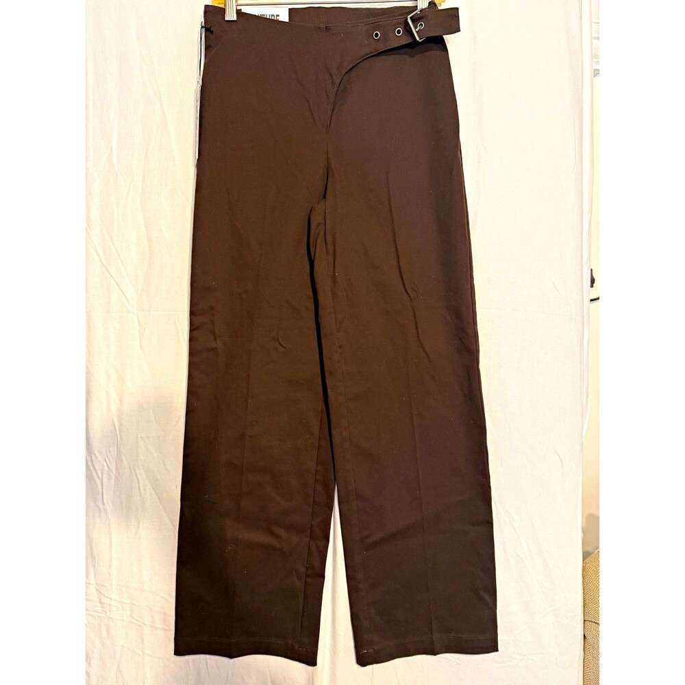 Future Collective Women's Brown High Rise Straight Leg Twill Dress Pants 2 29"